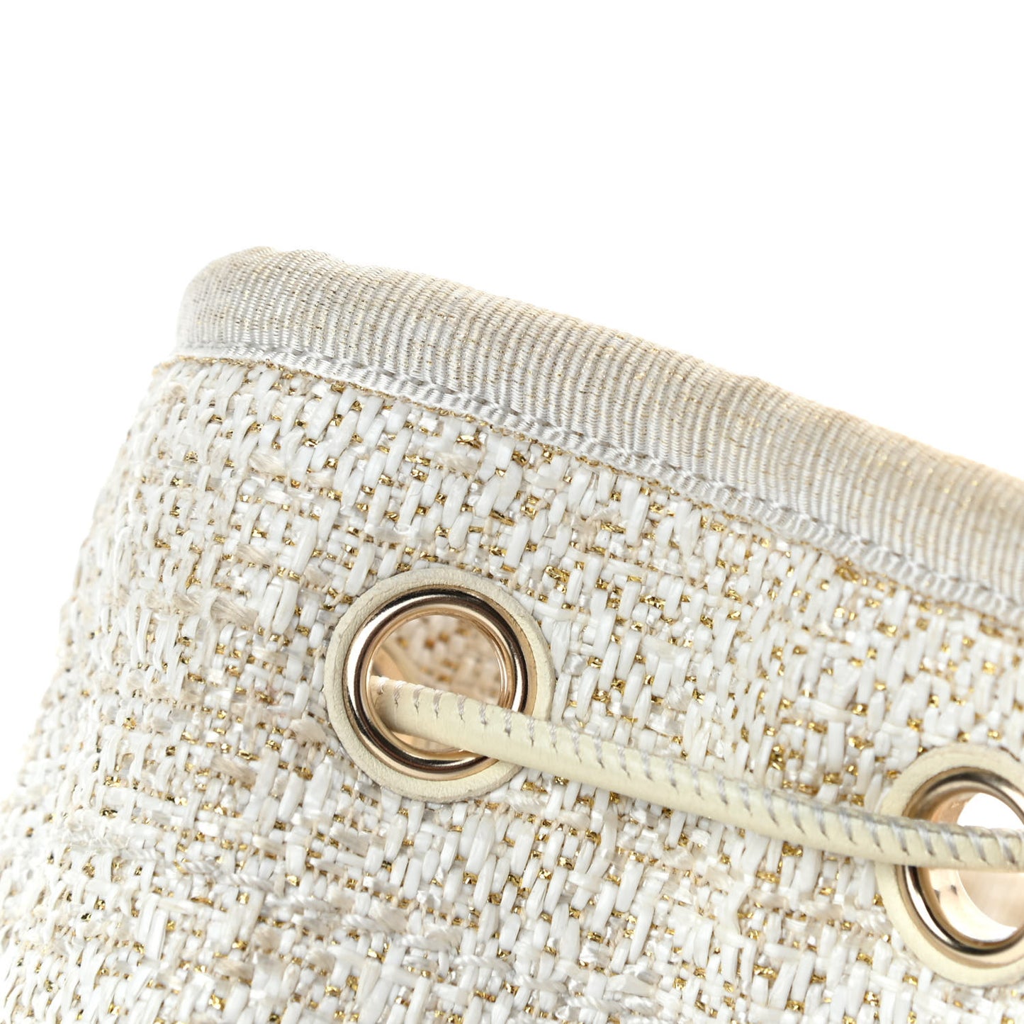 Lurex Boucle Deauville Drawstring Bag Ivory