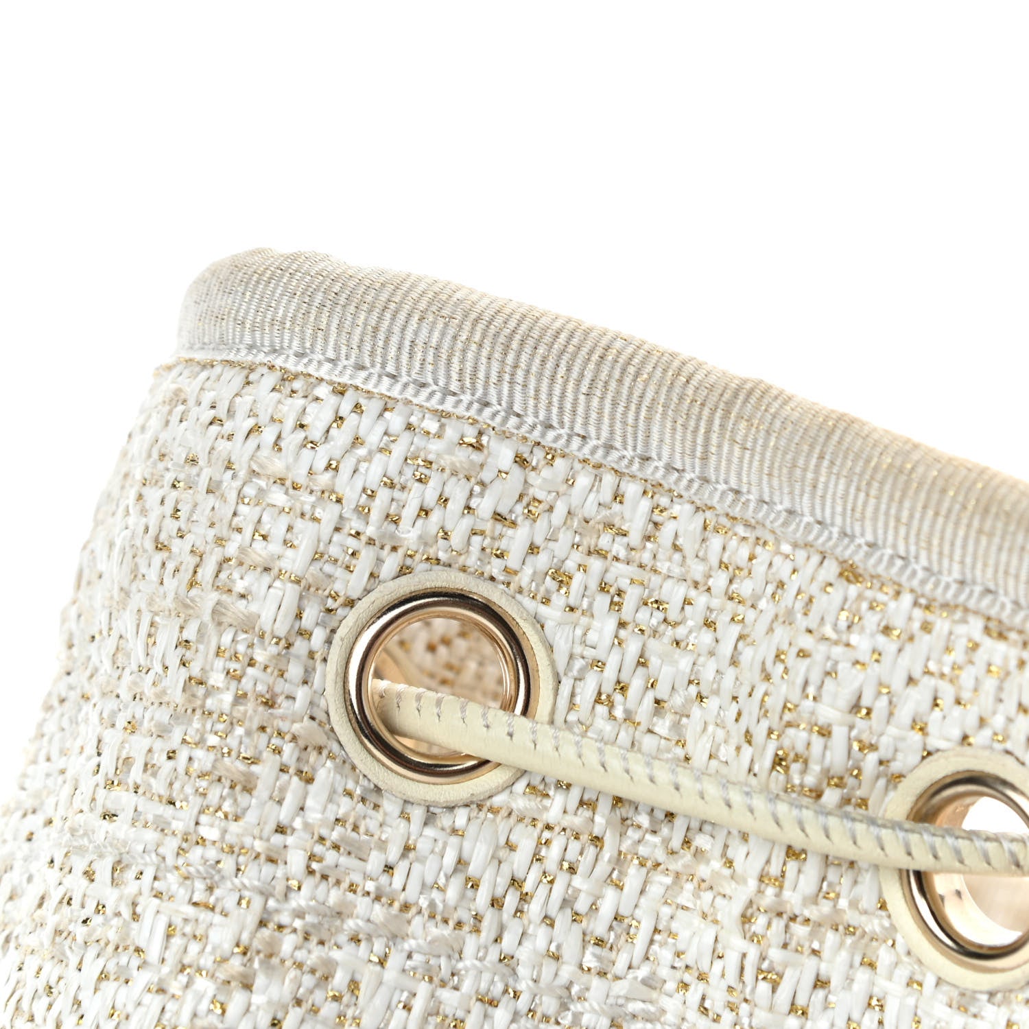 Chanel Lurex Boucle Deauville Drawstring Bag Ivory 6 of 7