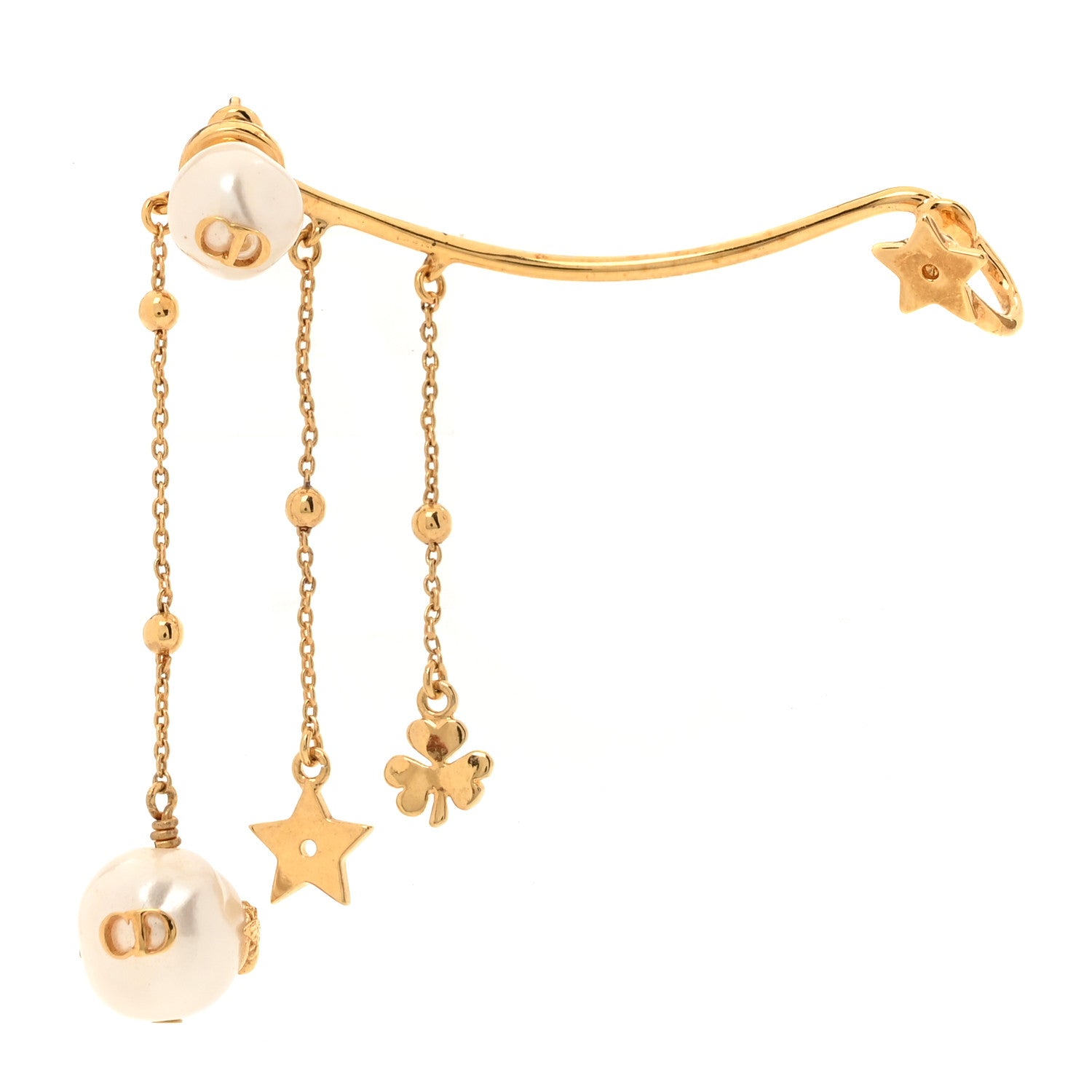 Christian Dior Pearl Perles De Desir Ear Cuff Gold White 1 of 5