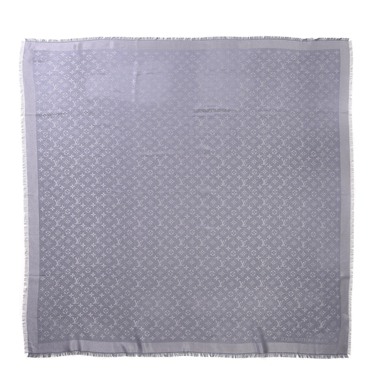 Silk Lurex Wool Monogram Shine Shawl Charcoal Grey