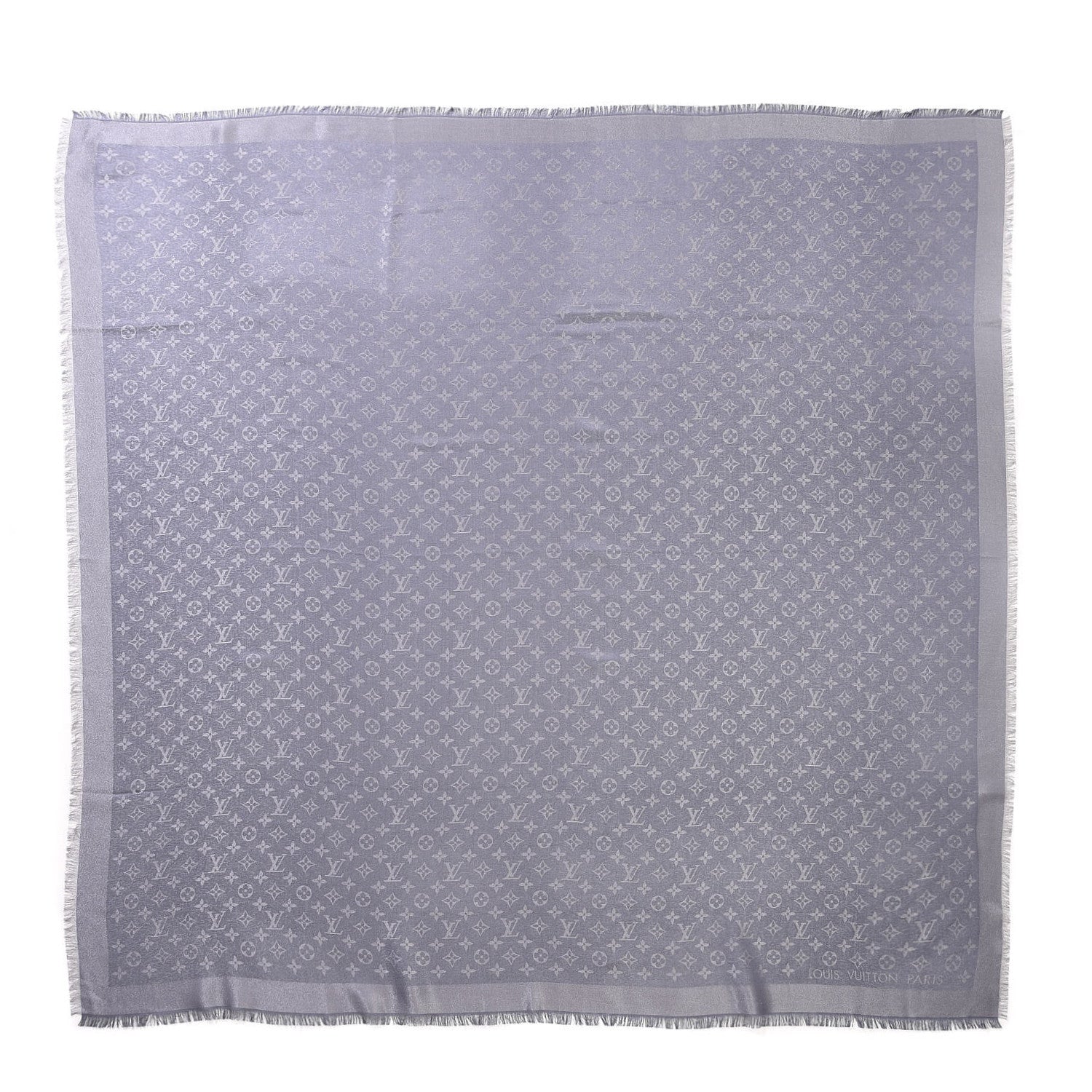 Louis Vuitton Silk Lurex Wool Monogram Shine Shawl Charcoal Grey 1 of 6