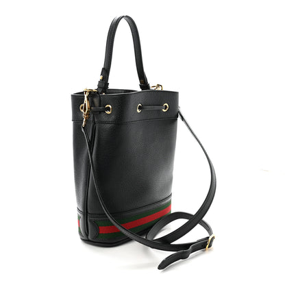 Gucci Glazed Textured Calfskin Web Small Ophidia Bucket Bag Black 3 of 10