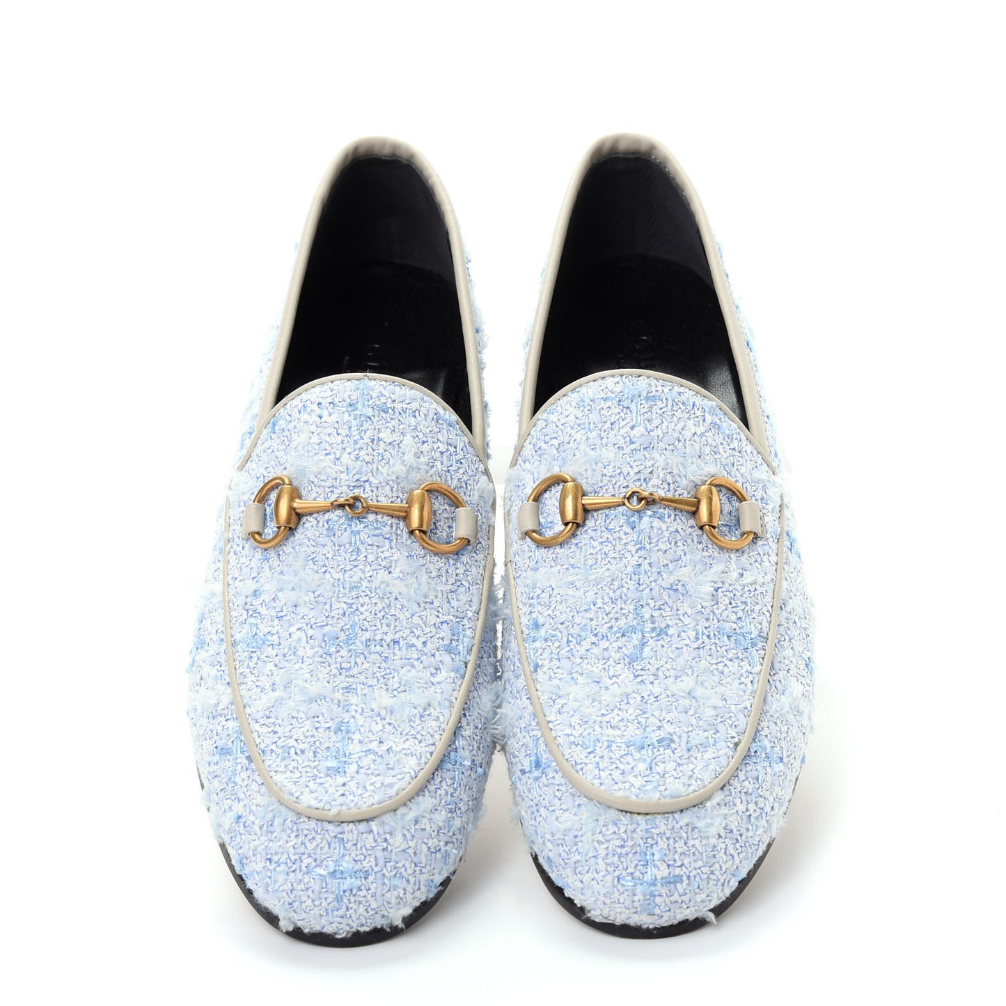 Wool Tweed Horsebit Womens Jordaan Loafers 35 Light Blue White Mystic White