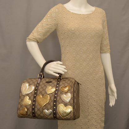 Gucci Monogram Guccissima Hearts Studded Medium Joy Boston Dark Brown 2 of 8