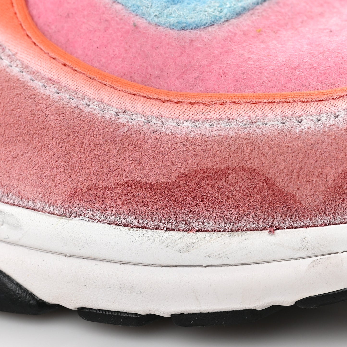 Nylon Lambskin Suede Calfskin CC Sneakers 37 Coral Light Blue White