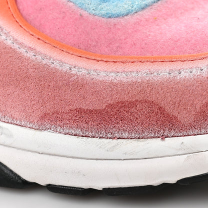 Chanel Nylon Lambskin Suede Calfskin CC Sneakers 37 Coral Light Blue White 9 of 10