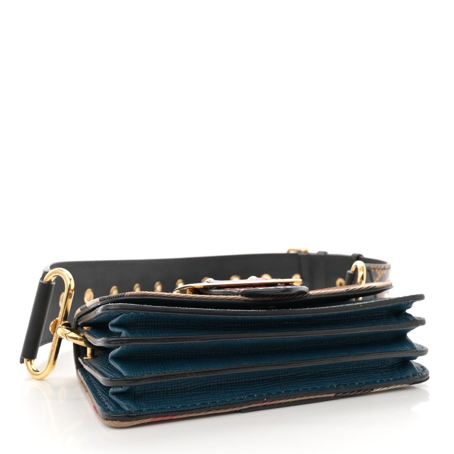 Burberry Suede Watersnake Print House Check Sequin Small Madison Buckle Bag Multicolor 3 of 9
