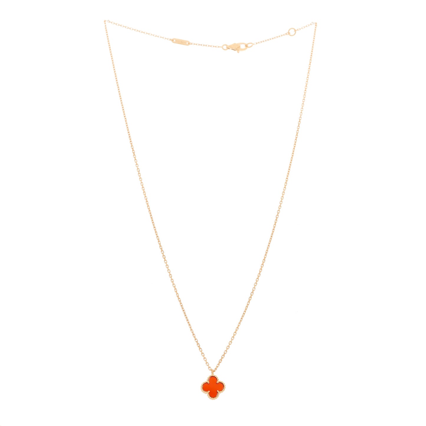 18K Rose Gold Carnelian Sweet Alhambra Pendant Necklace