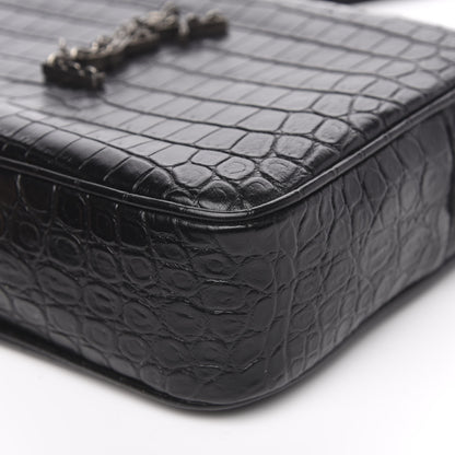 Saint Laurent Calfskin Crocodile Embossed Monogram Lou Camera Bag Black 9 of 9