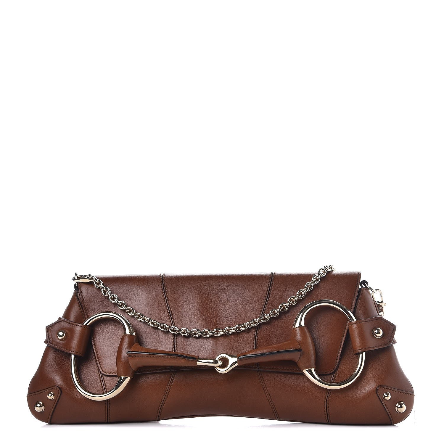 Gucci Calfskin Horsebit Chain Clutch Cuir 1 of 10