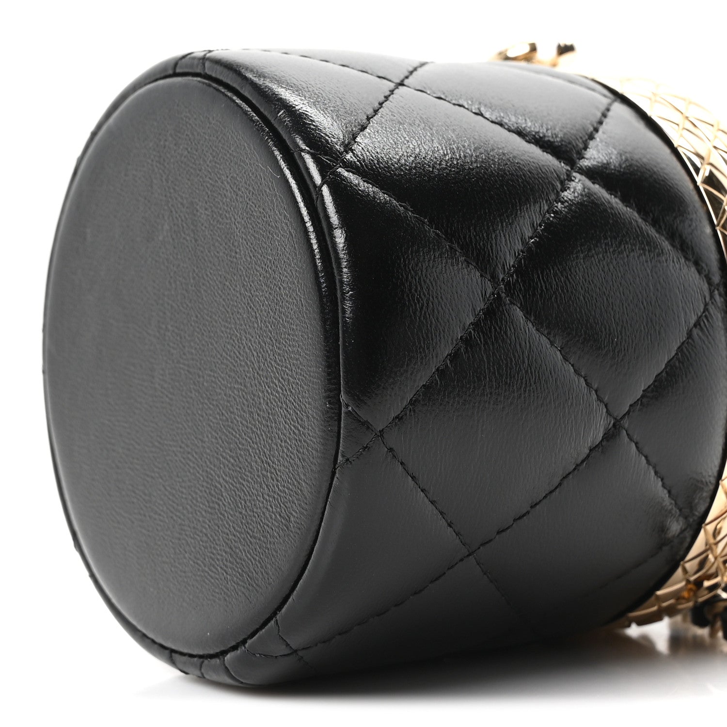 Chanel Metal Lambskin Quilted Mini Lock Frame Vanity Clutch Black 10 of 10