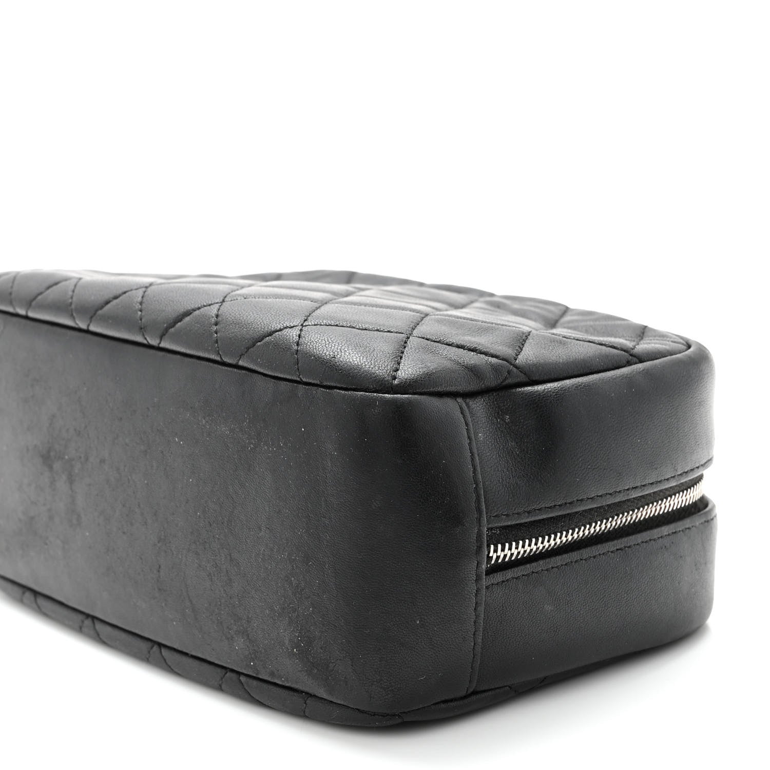 Chanel Lambskin Quilted Medium Curvy Pouch Cosmetic Case Black 11 of 12