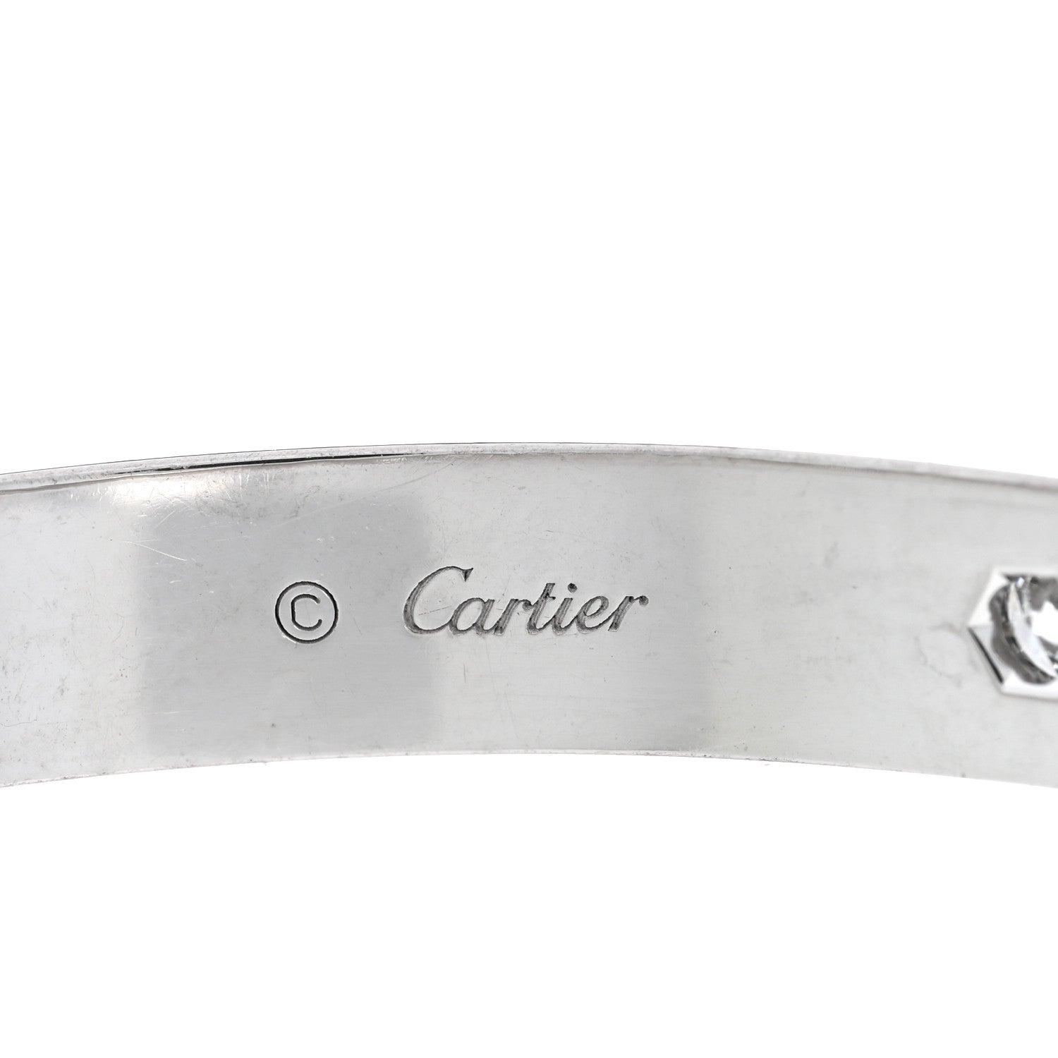 Cartier 18K White Gold 4 Diamond Love Bracelet 17 3 of 4