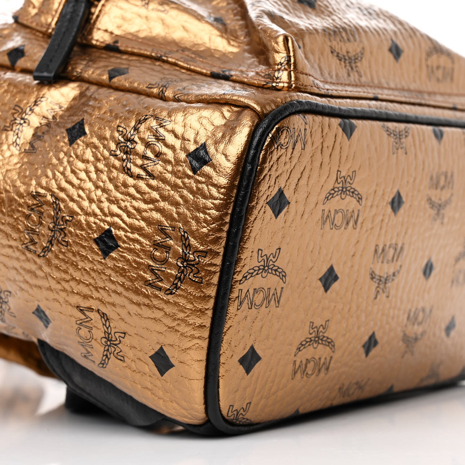 MCM Metallic Visetos Small Stark Backpack Gold 9 of 10