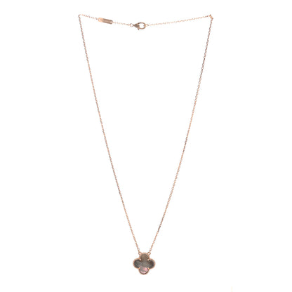 Van Cleef & Arpels 18K Rose Gold Gray Mother of Pearl Vintage Alhambra Pendant Necklace 3 of 6