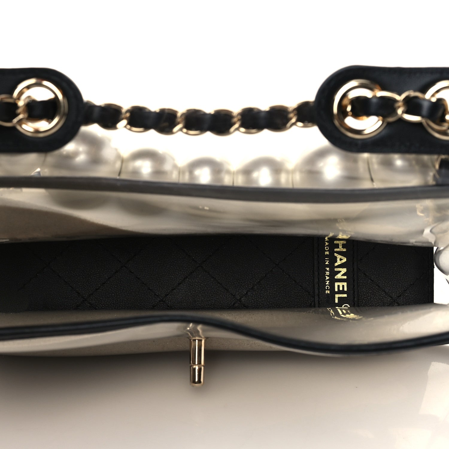 Chanel Lambskin PVC Sand By The Sea Flap With Pearl Strap Black 5 of 9