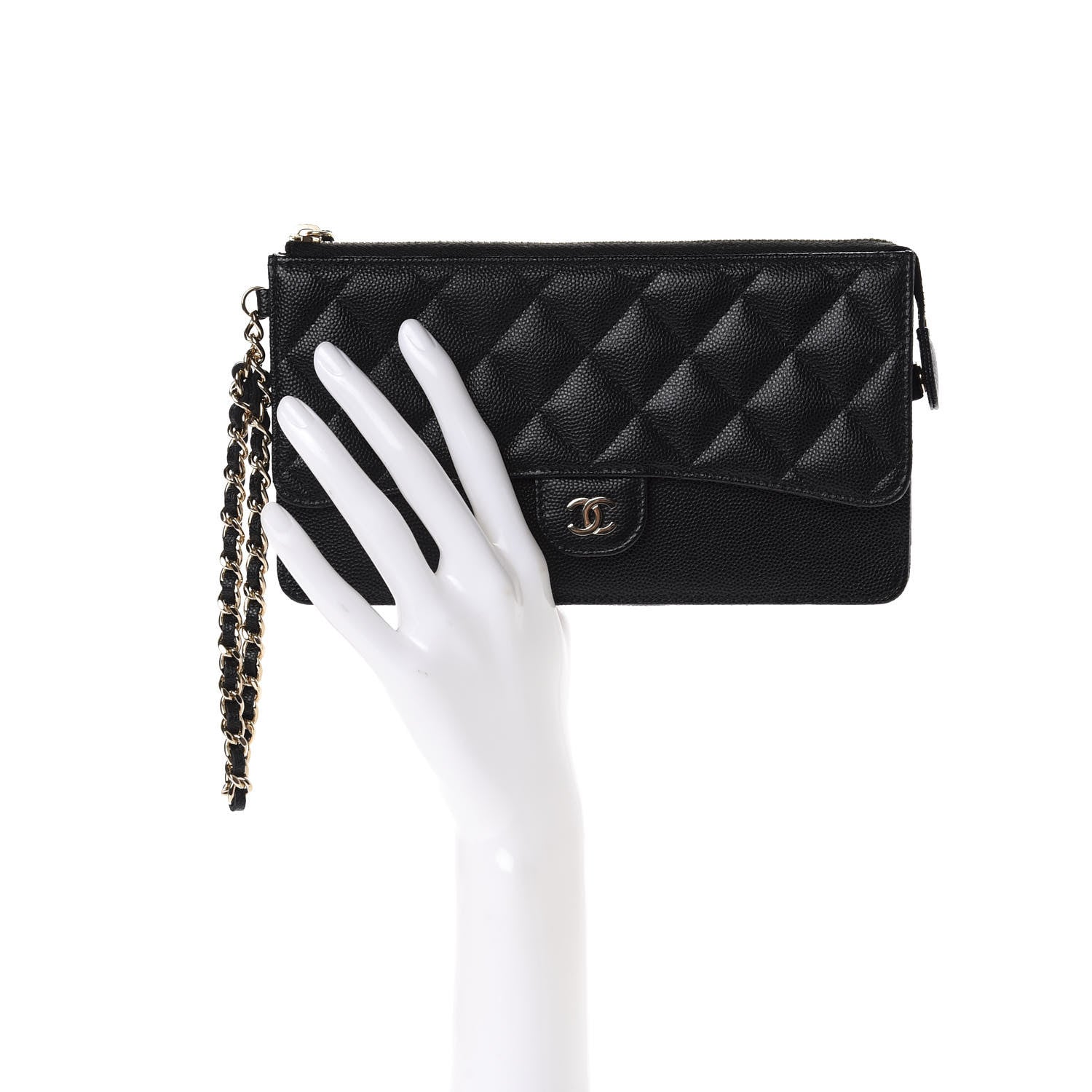 Chanel Caviar Quilted Classic Pouch With Handle Black 2 of 8