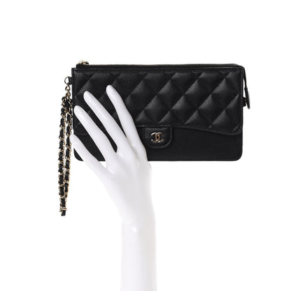 Chanel Caviar Quilted Classic Pouch With Handle Black 2 of 8