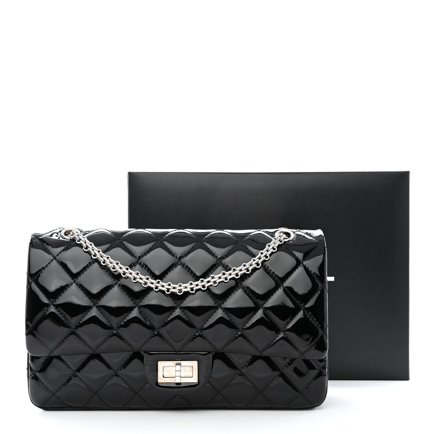 Patent Quilted 2.55 Reissue 227 Flap Black