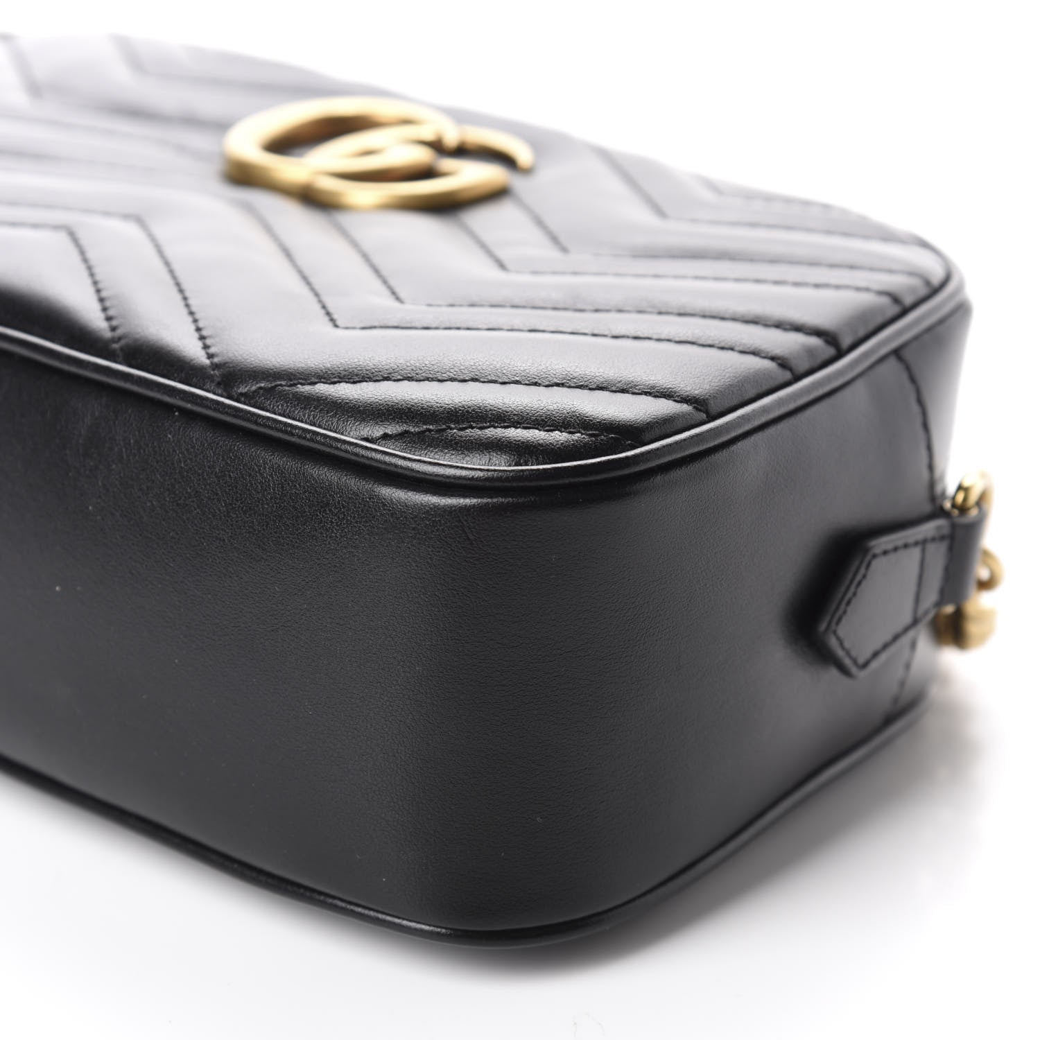 Gucci Calfskin Matelasse Small GG Marmont Chain Shoulder Bag Black 7 of 10