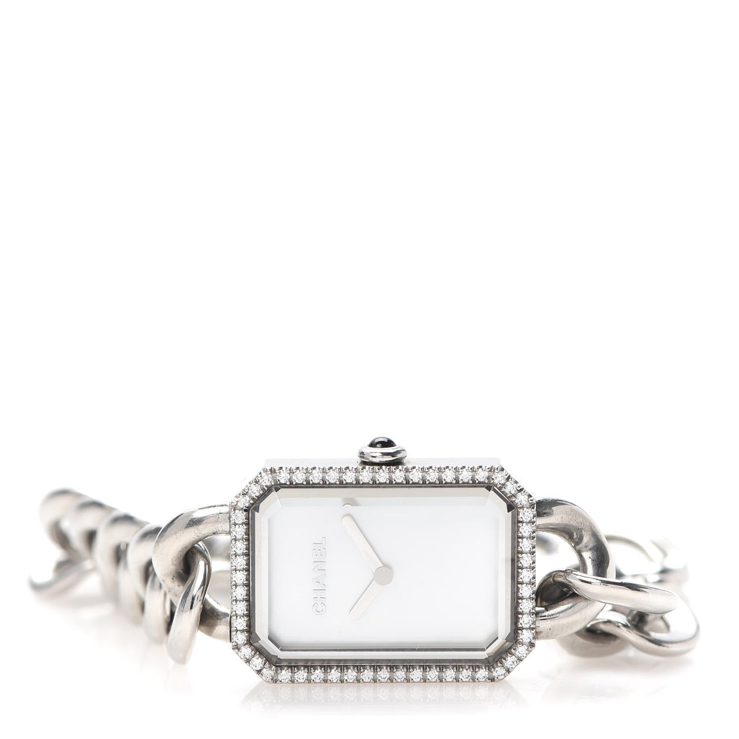 Stainless Steel Diamond Bezel Mother of Pearl 20mm Chain Premiere Quartz Watch