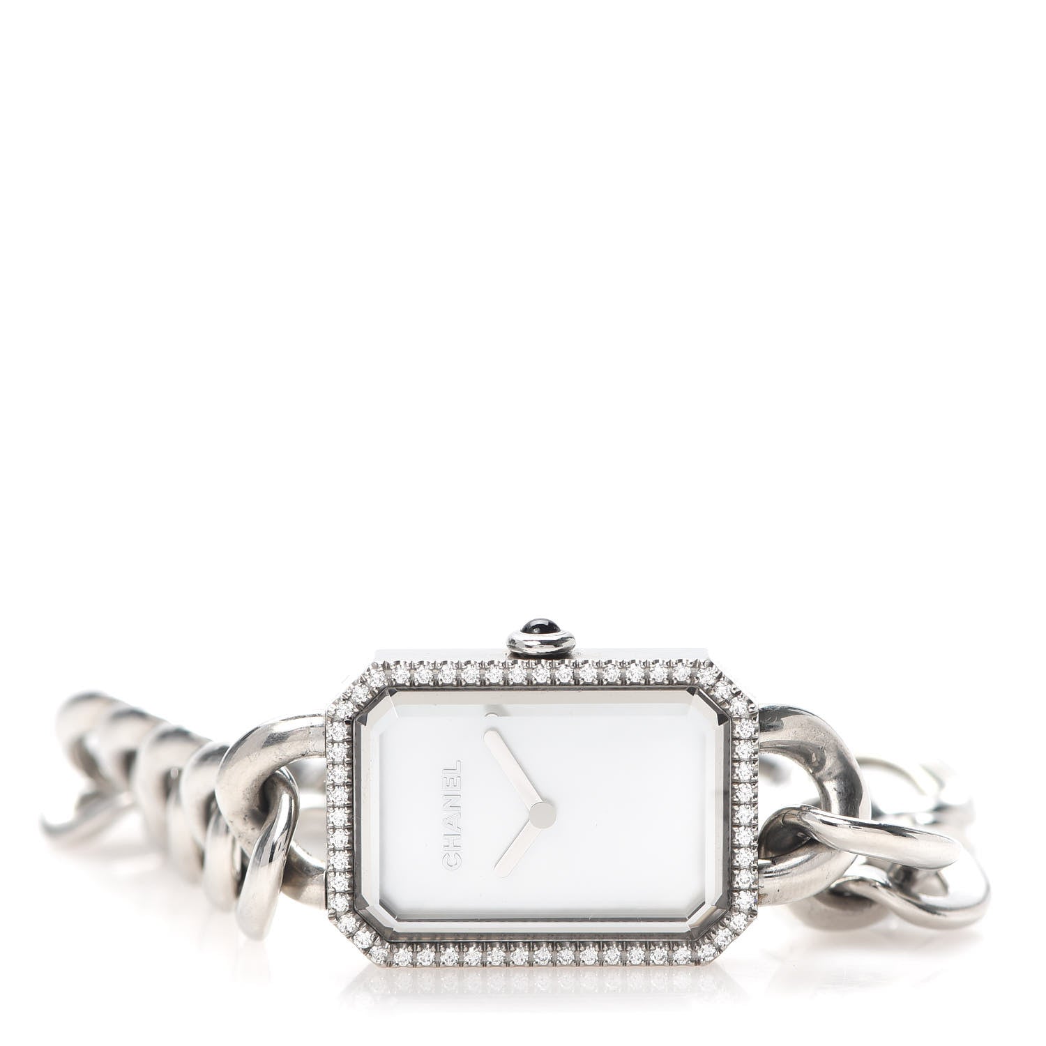 Chanel Stainless Steel Diamond Bezel Mother of Pearl 20mm Chain Premiere Quartz Watch 2 of 5