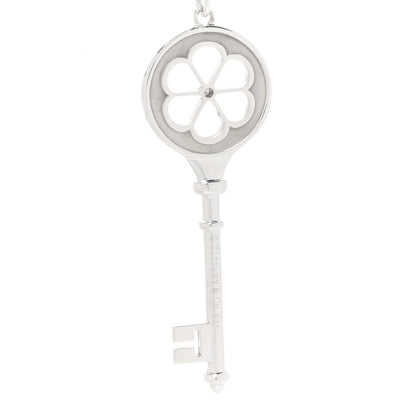 Tiffany Sterling Silver Diamond Blossom Key Pendant Link Necklace 6 of 7