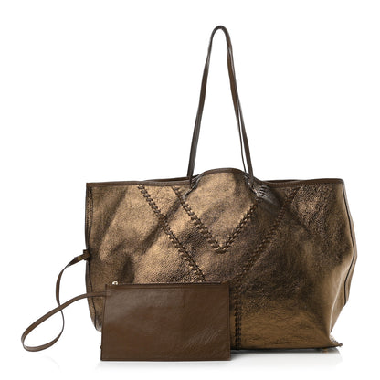 Saint Laurent Metallic Calfskin Large Neo Double Reversible Tote Brown 1 of 15