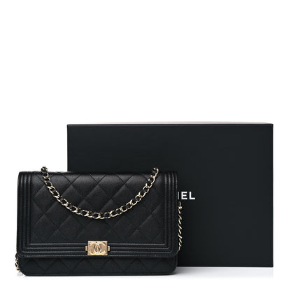 Chanel Caviar Quilted Boy Wallet On Chain WOC Black 14 of 14