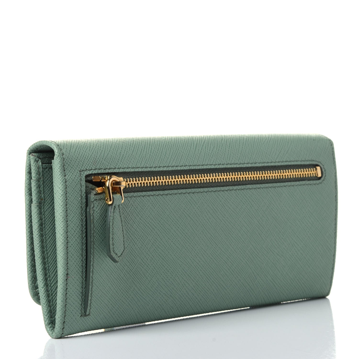 Prada Saffiano Metal Continental Flap Travel Wallet Acquamarina 4 of 12