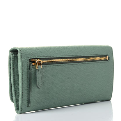 Prada Saffiano Metal Continental Flap Travel Wallet Acquamarina 4 of 12