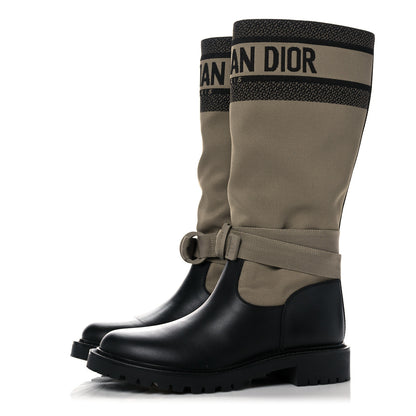 Christian Dior Technical Fabric Calfskin D-Major Boots 37.5 Taupe Black 3 of 12