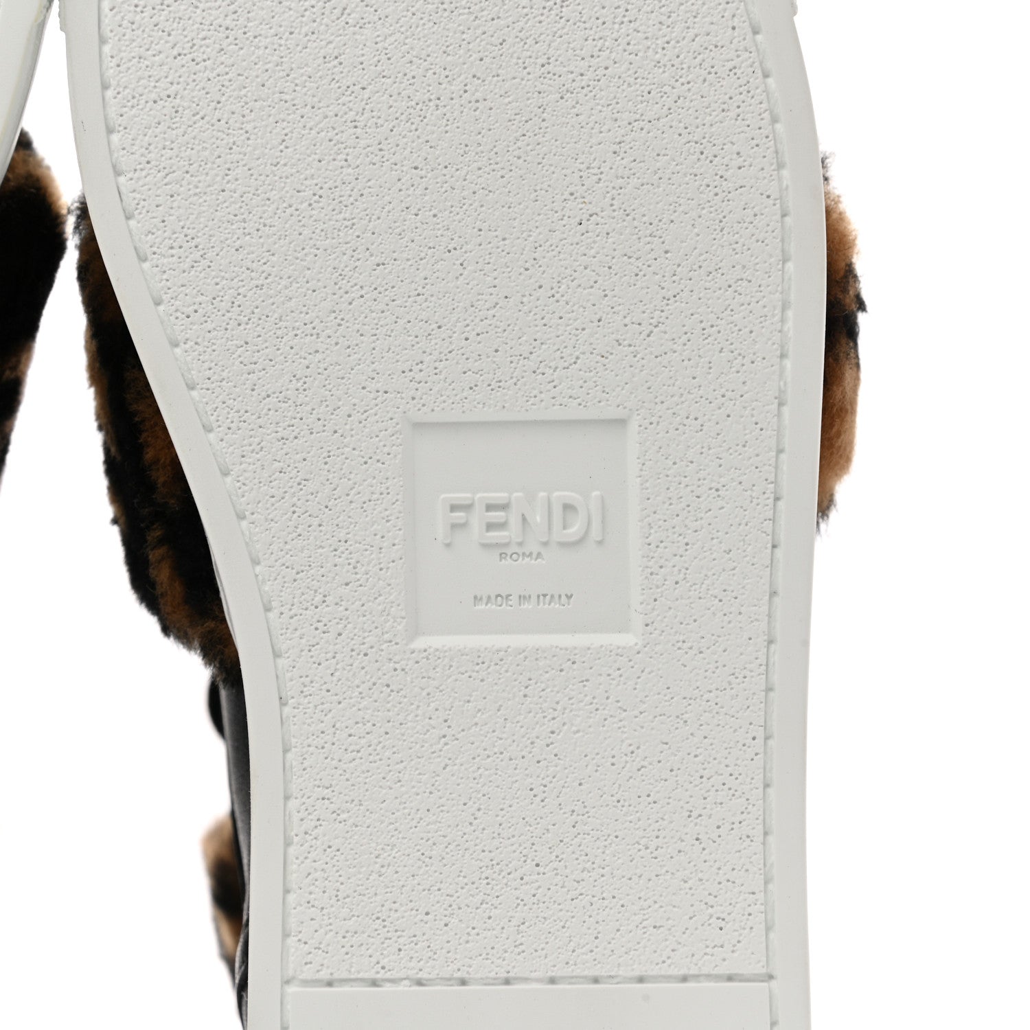 Fendi Vitello Shearling FF High Top Sneakers 35 Black Brown 6 of 8