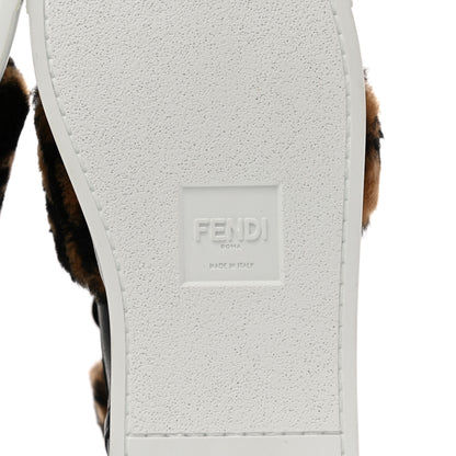 Fendi Vitello Shearling FF High Top Sneakers 35 Black Brown 6 of 8