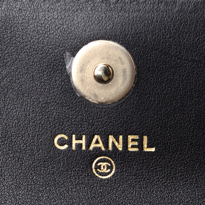 Chanel Calfskin Quilted Maxi Pearls Card Holder Flap With Chain Black 5 of 10