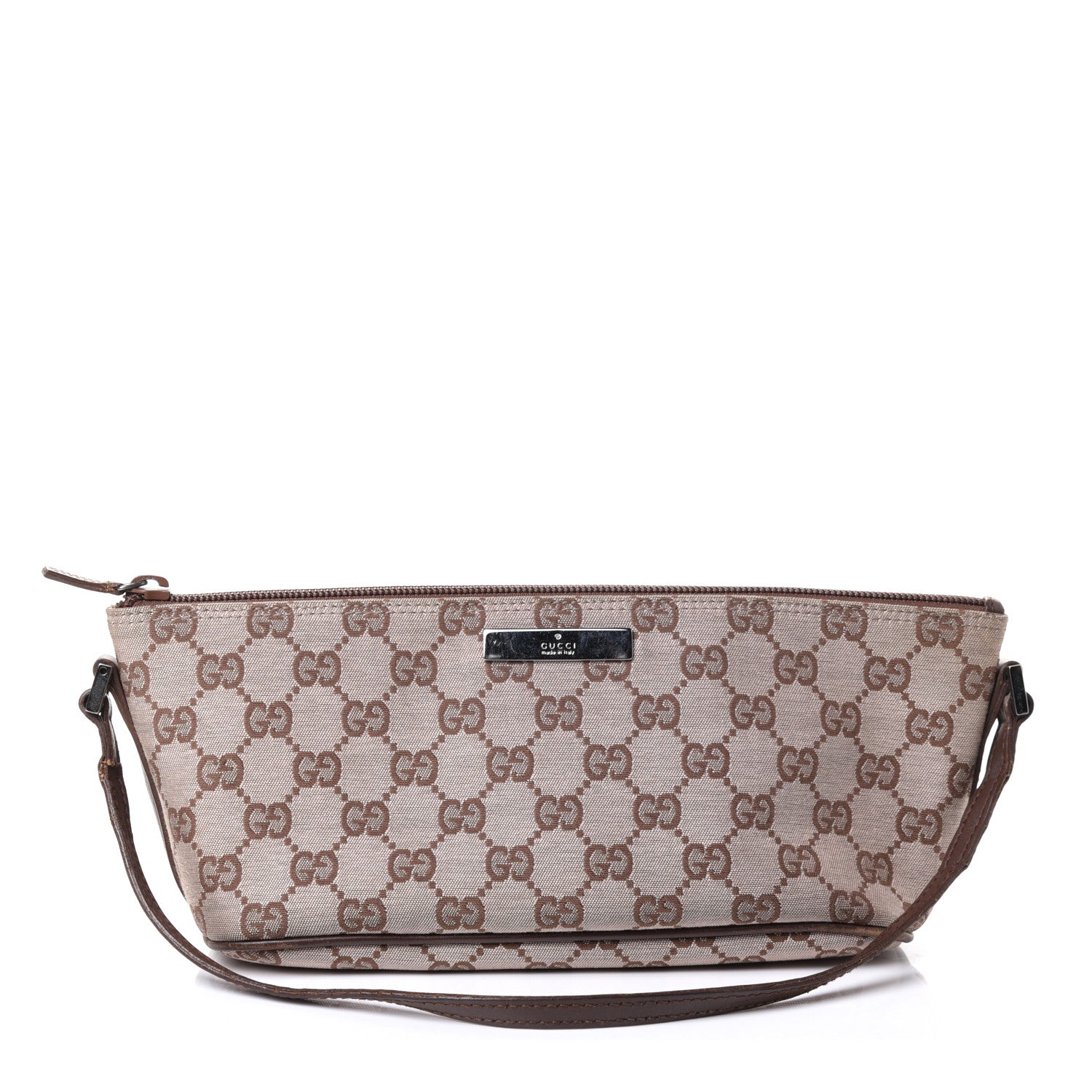 Gucci Monogram Web Boat Pochette Brown 1 of 4
