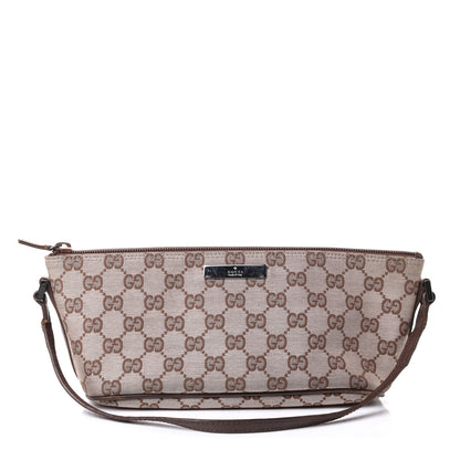 Gucci Monogram Web Boat Pochette Brown 1 of 4