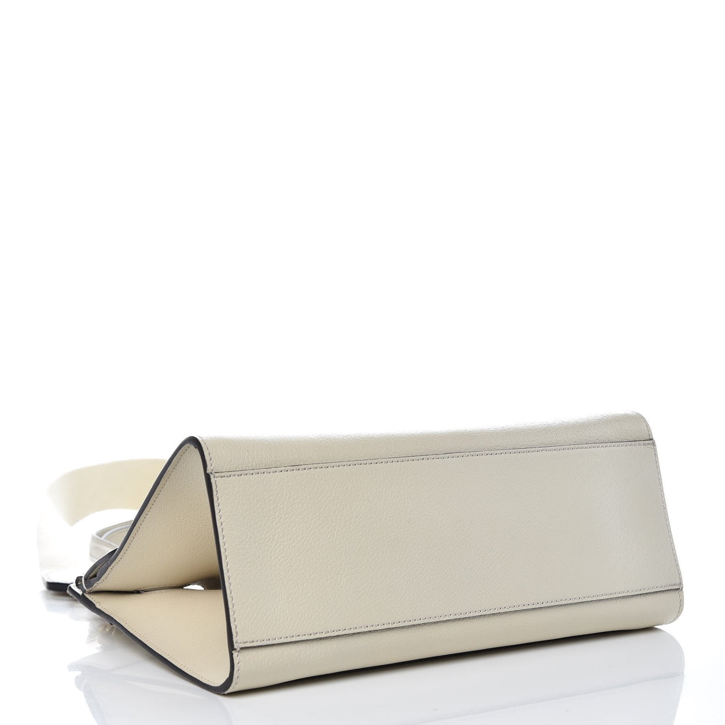 Grained Calfskin Web Stripe Butterfly Medium Totem Top Handle Bag White