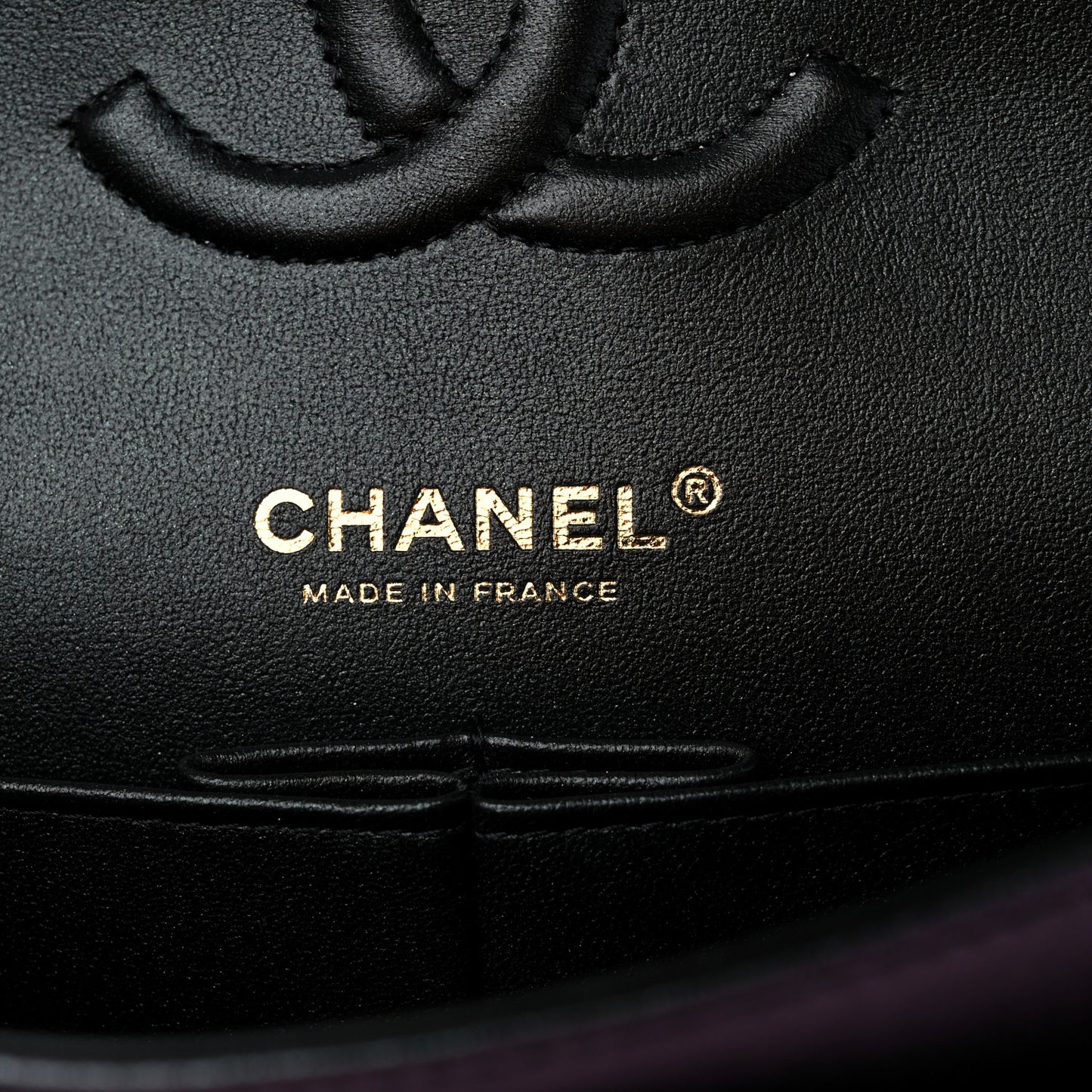 Iridescent Lambskin Quilted Medium Double Flap Black