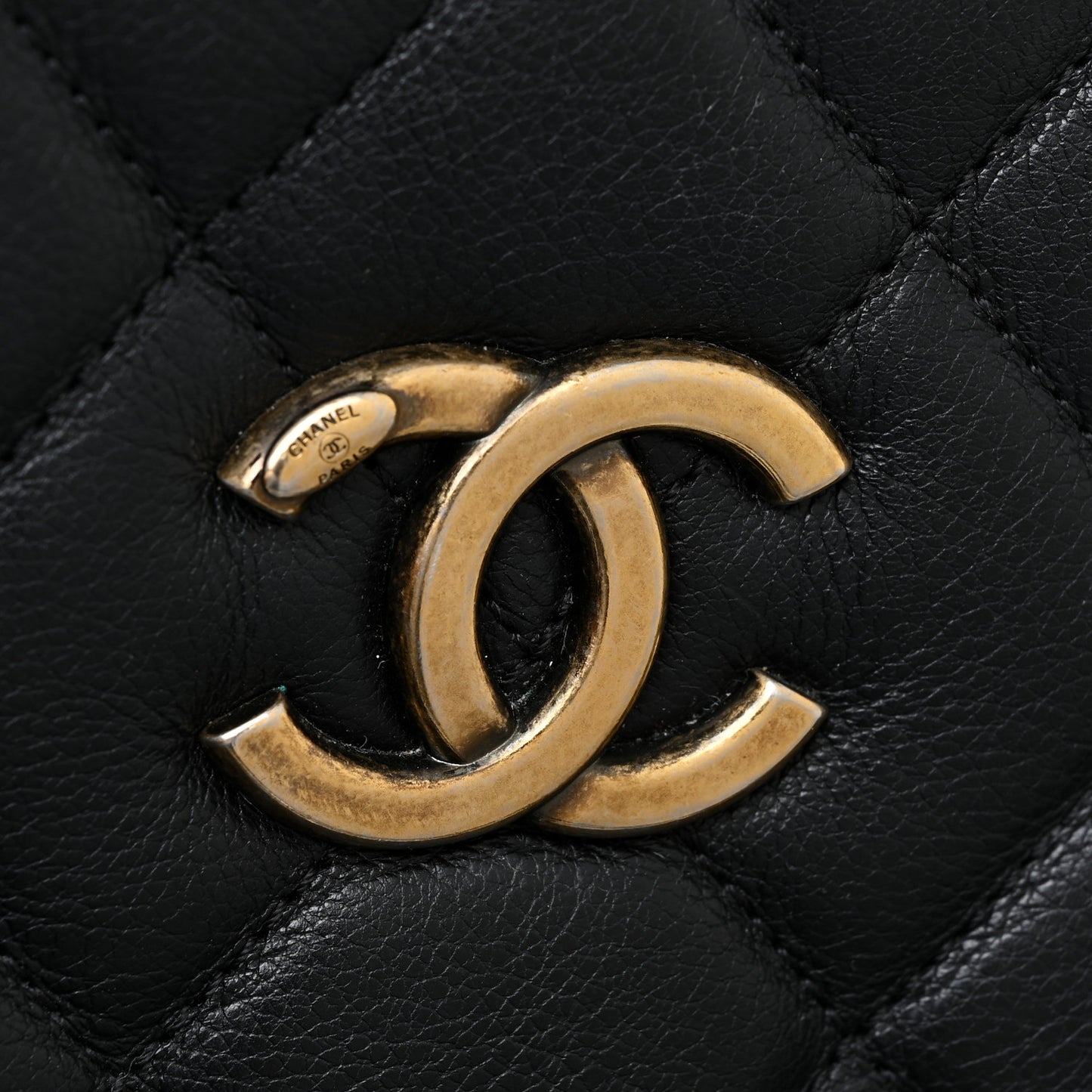 Calfskin Quilted Small CC Crown Tote Black