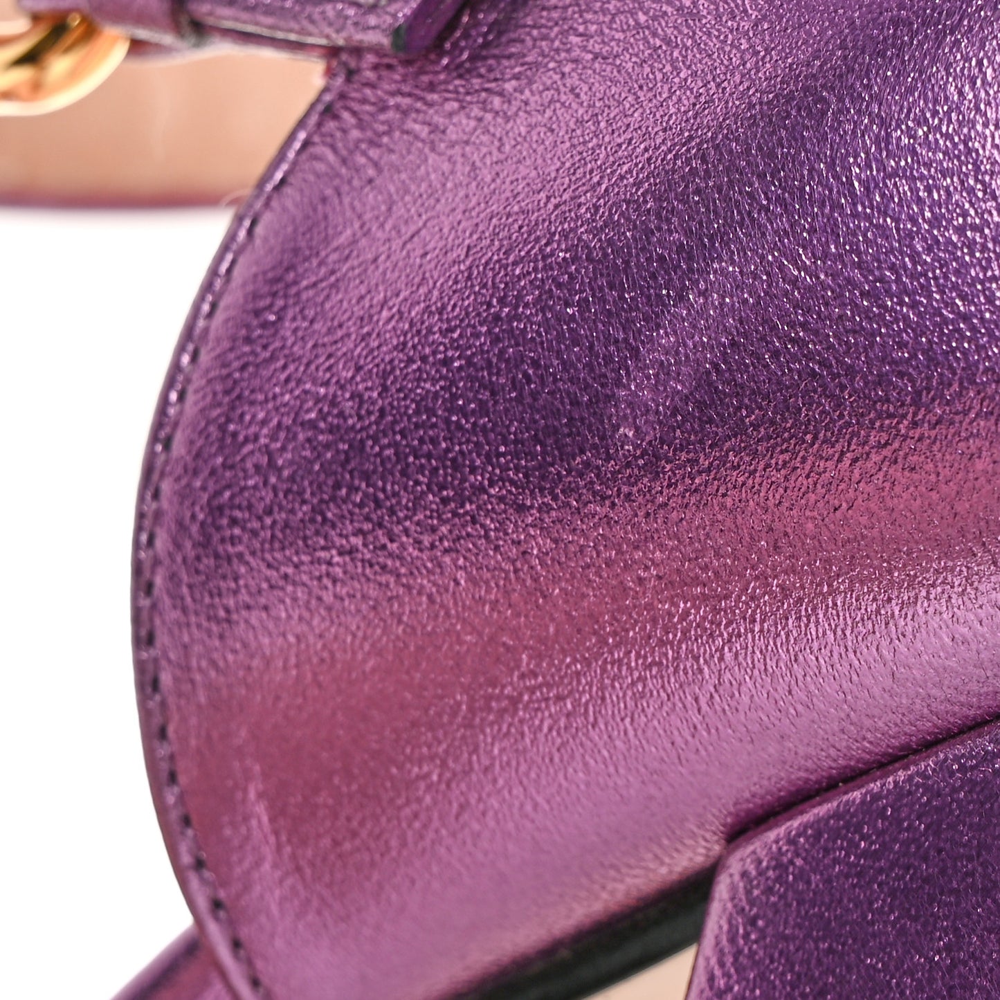 Metallic Nappa Horsebit Cross Strap 95mm Sandals 38.5 Violet