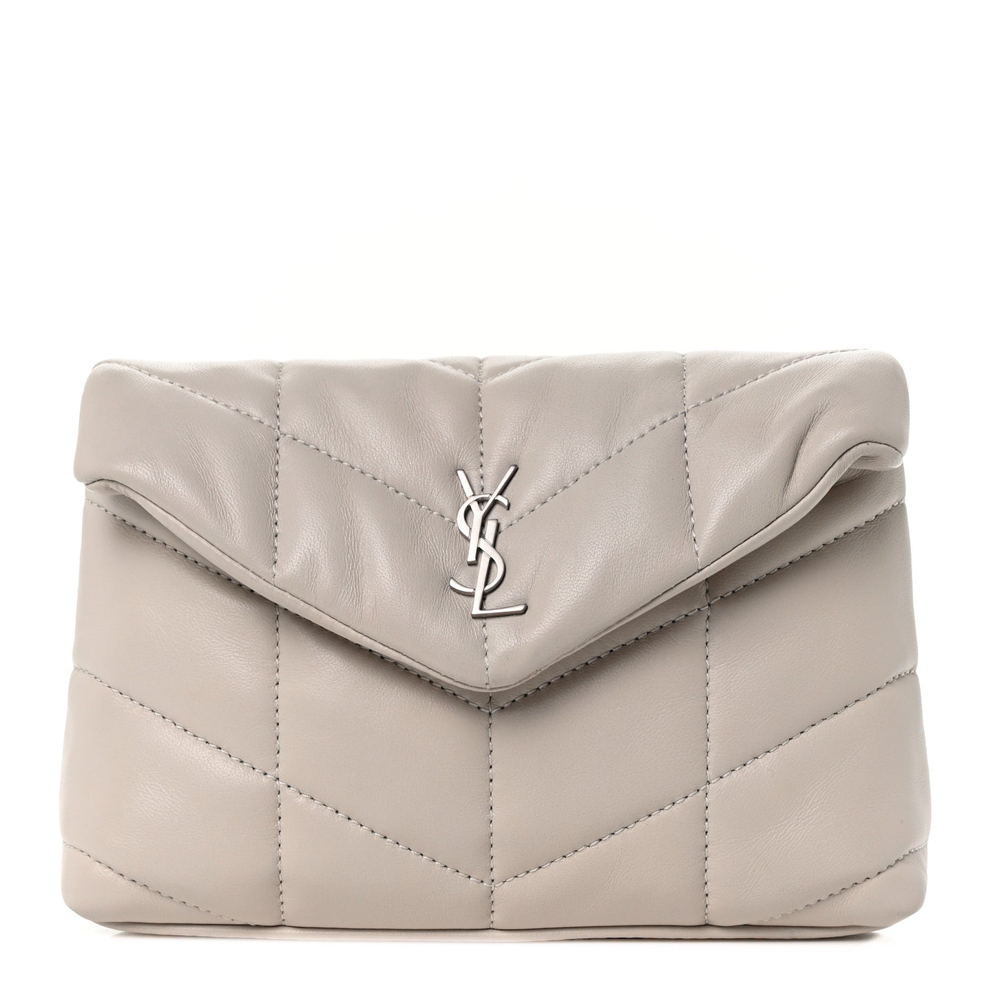 Lambskin Monogram Loulou Puffer Pouch Clutch Crema Soft