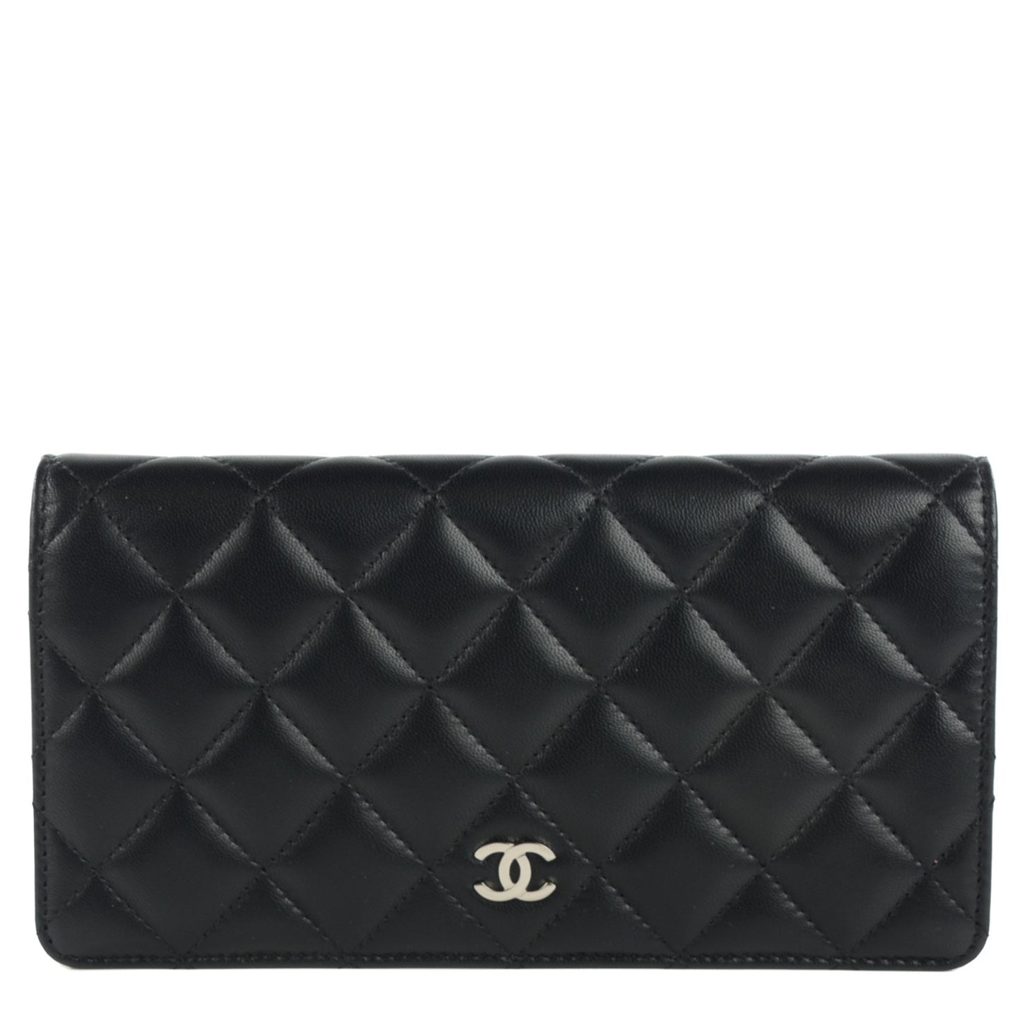 Lambskin Quilted Yen Wallet Black