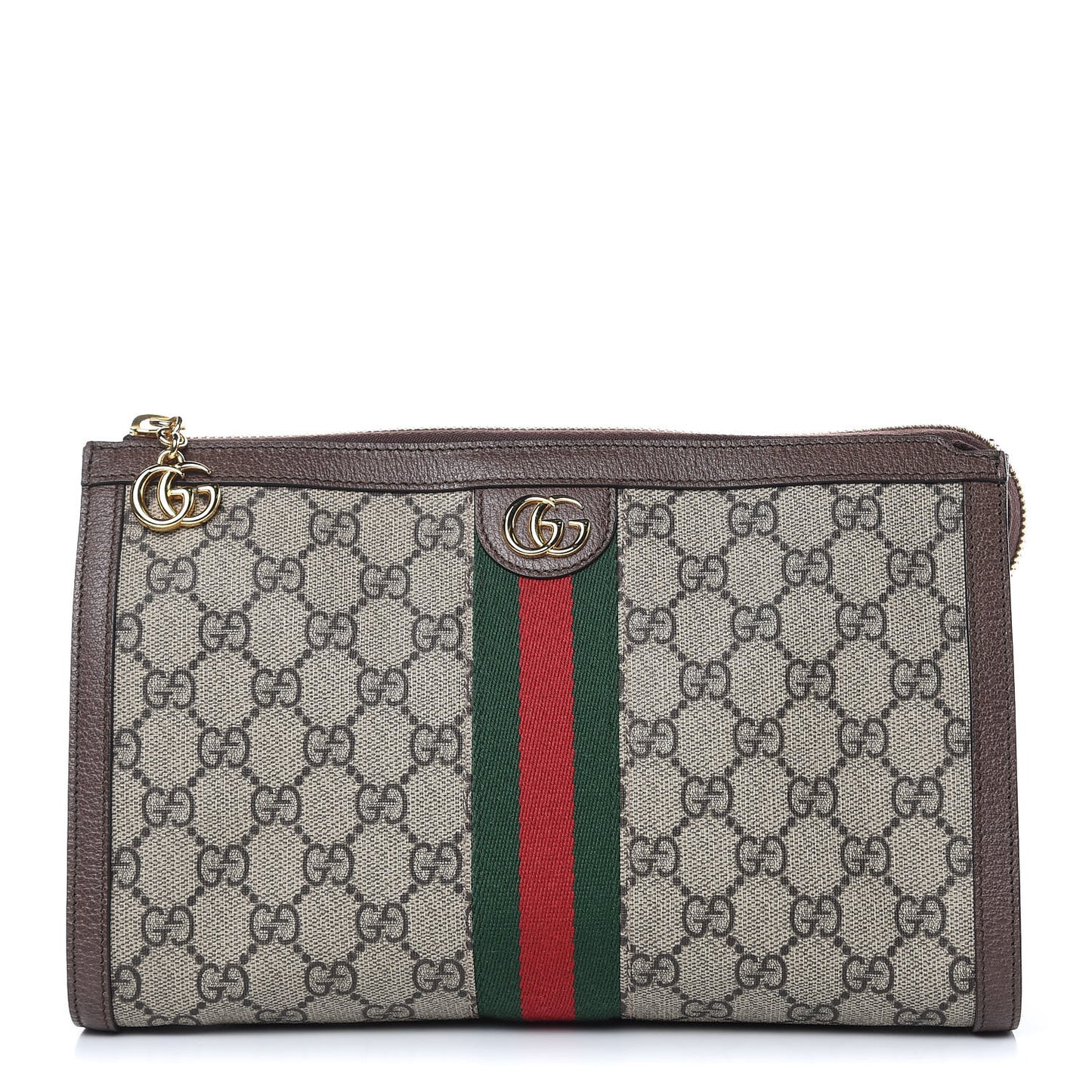 GG Supreme Monogram Web Large Ophidia Cosmetic Case Beige New Acero