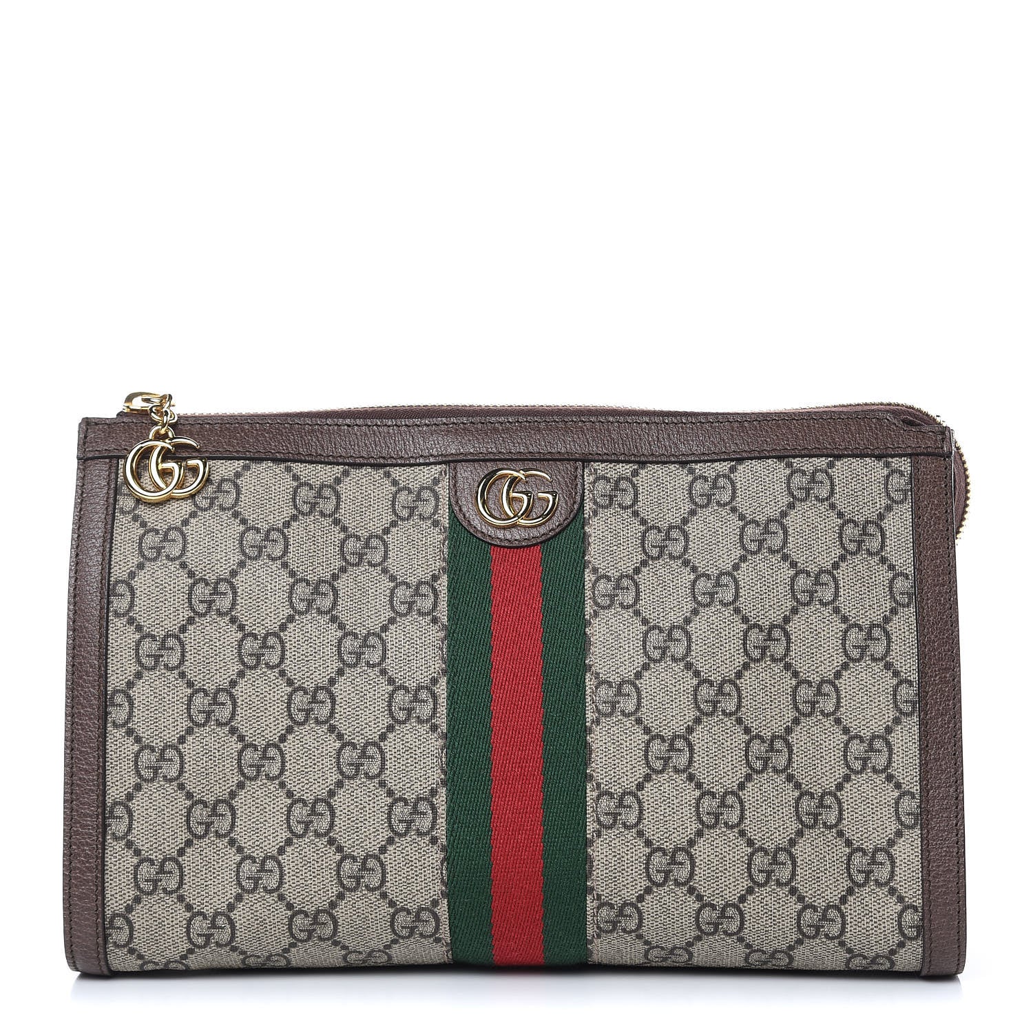 Gucci GG Supreme Monogram Web Large Ophidia Cosmetic Case Beige New Acero 1 of 8