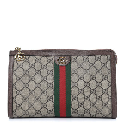 Gucci GG Supreme Monogram Web Large Ophidia Cosmetic Case Beige New Acero 1 of 8