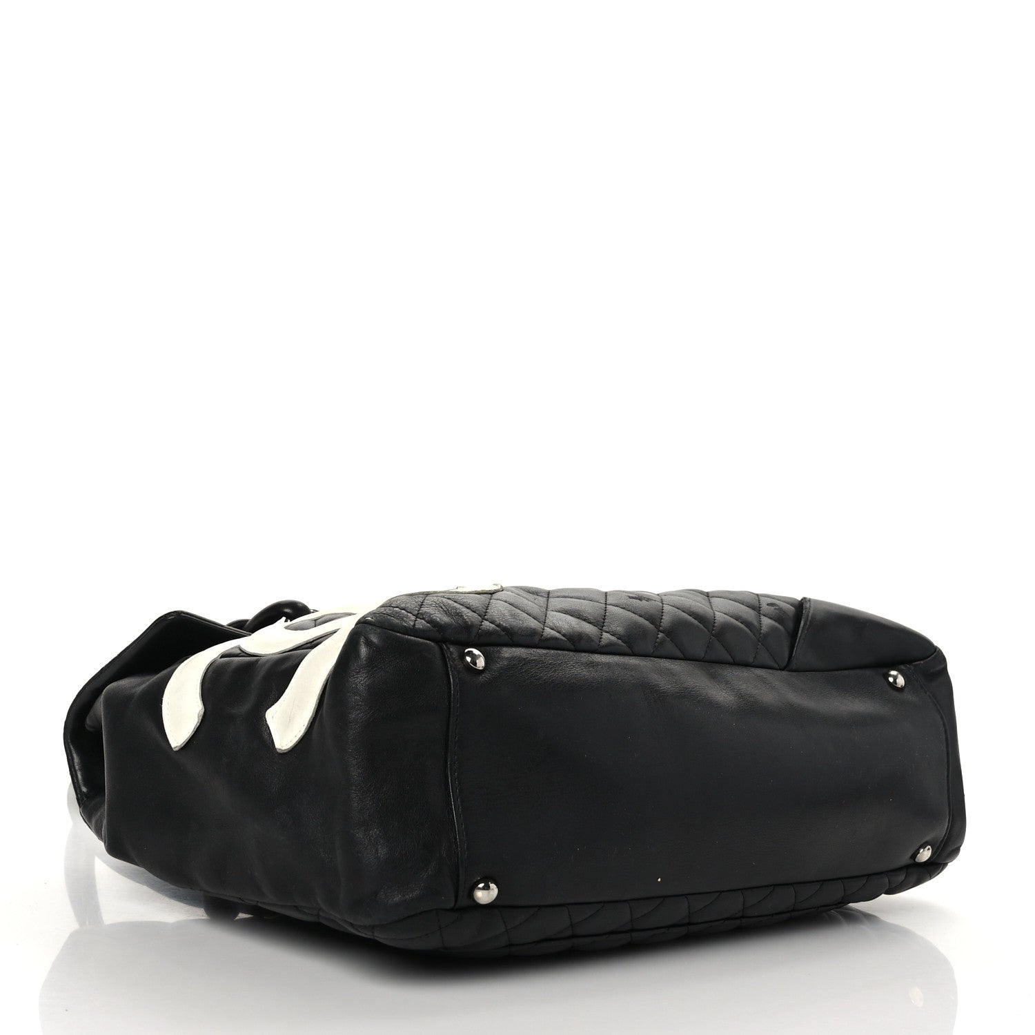 Chanel Calfskin Quilted Large Cambon Flap Black White 11 of 12