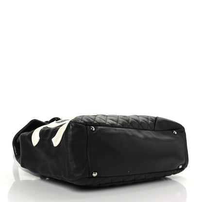Chanel Calfskin Quilted Large Cambon Flap Black White 11 of 12