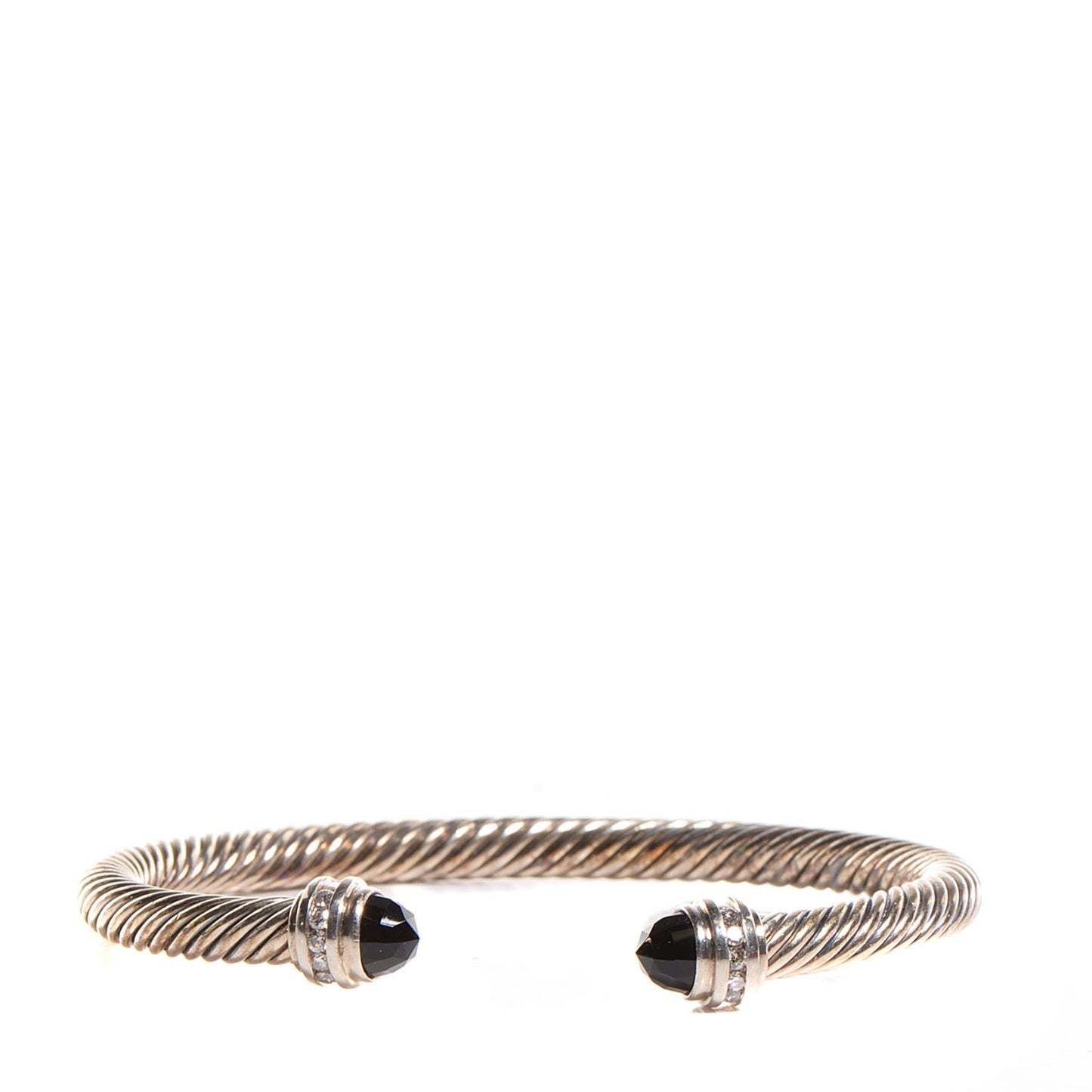 Sterling Silver Diamond Pave Black Onyx 5mm Cable Classics Bracelet