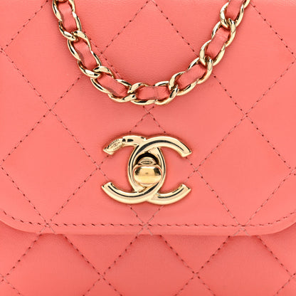 Chanel Lambskin Quilted Mini Trendy CC Clutch With Chain Coral Pink 8 of 10